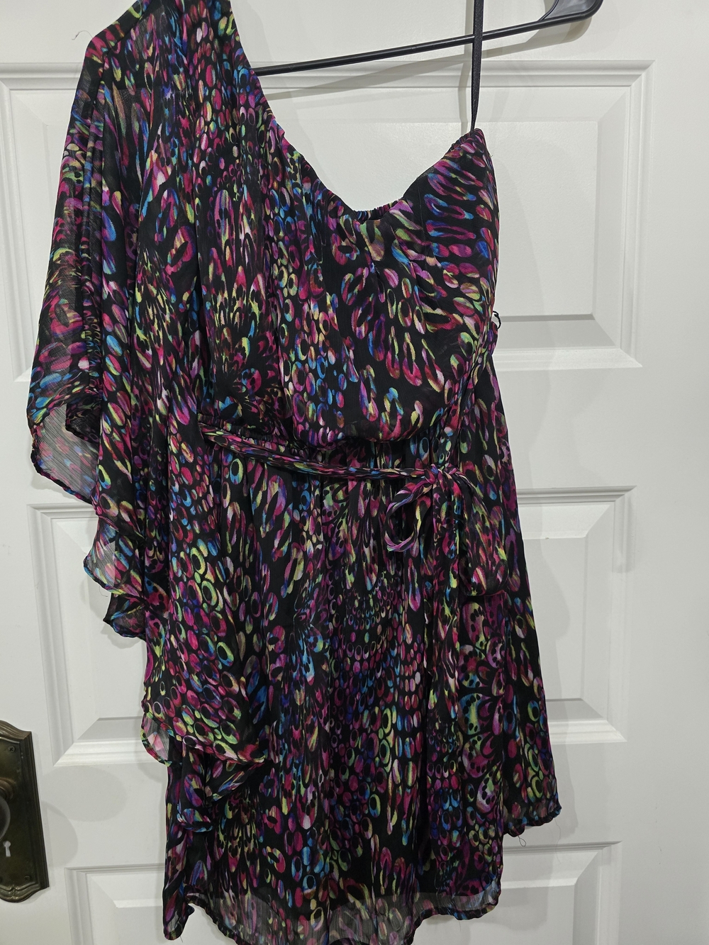 Lily Rose Black Dress with Vivid Multicolor Abstract Print